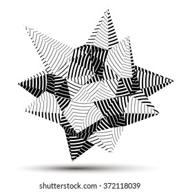 3D modern stylish abstract stripy vector construction, origami facet object constructed from different geometric parts.