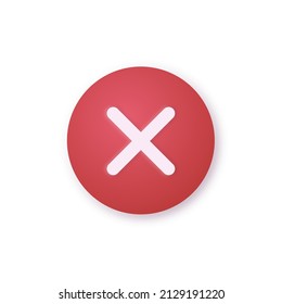 3d modern vector X icon in vibrant gradient red circle isolated on white. Graphic design symbol for website or app button representing concepts of wrong, rejection, incorrect and disapproval.