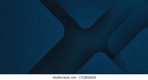 3D modern wave curve abstract presentation background. Luxury paper cut background. Abstract decoration, golden pattern, halftone gradients, 3d Vector illustration. Dark blue background