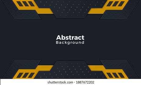 3D modern wave curve abstract presentation background. Luxury paper cut background. Abstract decoration, golden pattern, halftone gradients, 3d Vector illustration. Dark background