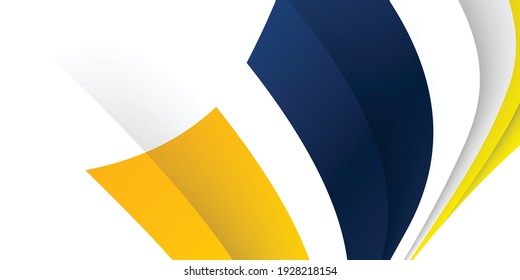 3D modern wave curve abstract presentation background. Luxury paper cut background. Abstract decoration, blue yellow pattern, Vector illustration. High contract yellow and blue corporate background