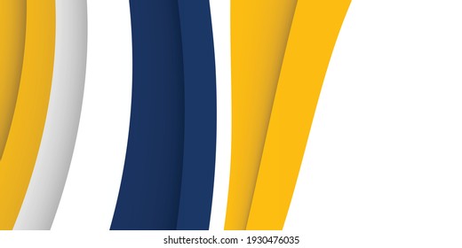 3D modern wave curve abstract presentation background. Luxury paper cut background. Abstract decoration, blue yellow pattern, Vector illustration. High contract yellow and blue corporate background