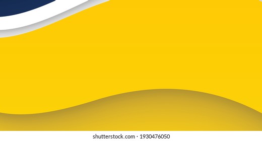 3D modern wave curve abstract presentation background. Luxury paper cut background. Abstract decoration, blue yellow pattern, Vector illustration. High contract yellow and blue corporate background