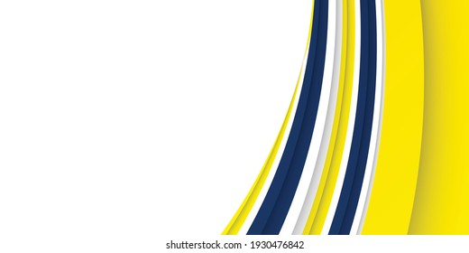 3D Modern Wave Curve Abstract Presentation Background. Luxury Paper Cut Background. Abstract Decoration, Blue Yellow Pattern, Vector Illustration. High Contract Yellow And Blue Corporate Background