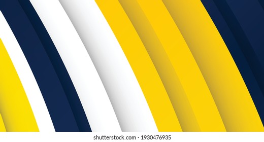 3D modern wave curve abstract presentation background. Luxury paper cut background. Abstract decoration, blue yellow pattern, Vector illustration. High contract yellow and blue corporate background