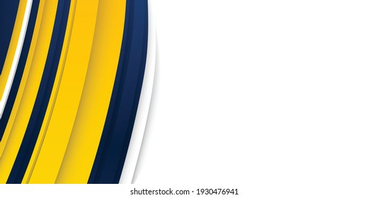 3D Modern Wave Curve Abstract Presentation Background. Luxury Paper Cut Background. Abstract Decoration, Blue Yellow Pattern, Vector Illustration. High Contract Yellow And Blue Corporate Background