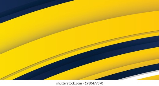 3D modern wave curve abstract presentation background. Luxury paper cut background. Abstract decoration, blue yellow pattern, Vector illustration. High contract yellow and blue corporate background