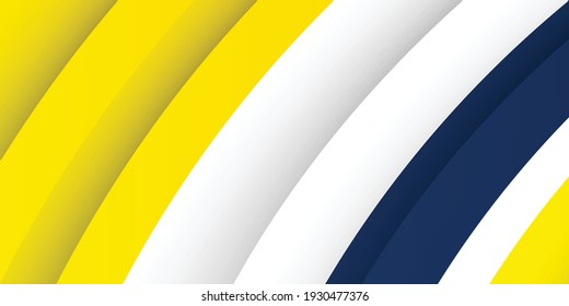 Fondo de presentación abstracto de curva de onda moderna 3D. El fondo del papel de lujo cortado. Decoración abstracta, patrón amarillo azul, ilustración vectorial. Fondo corporativo amarillo y azul de alto contrato