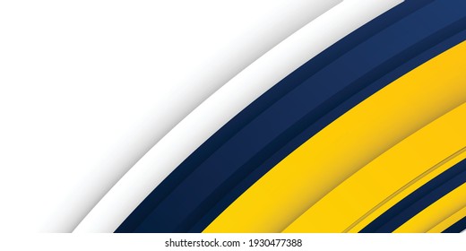 3D modern wave curve abstract presentation background. Luxury paper cut background. Abstract decoration, blue yellow pattern, Vector illustration. High contract yellow and blue corporate background