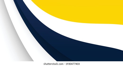 3D modern wave curve abstract presentation background. Luxury paper cut background. Abstract decoration, blue yellow pattern, Vector illustration. High contract yellow and blue corporate background