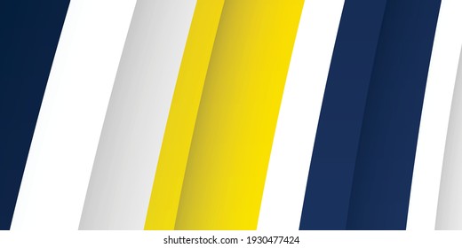 3D modern wave curve abstract presentation background. Luxury paper cut background. Abstract decoration, blue yellow pattern, Vector illustration. High contract yellow and blue corporate background