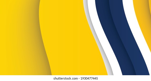 3D modern wave curve abstract presentation background. Luxury paper cut background. Abstract decoration, blue yellow pattern, Vector illustration. High contract yellow and blue corporate background