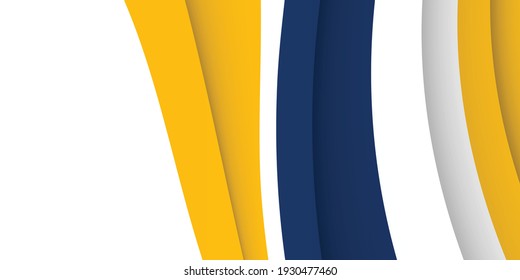 3D modern wave curve abstract presentation background. Luxury paper cut background. Abstract decoration, blue yellow pattern, Vector illustration. High contract yellow and blue corporate background
