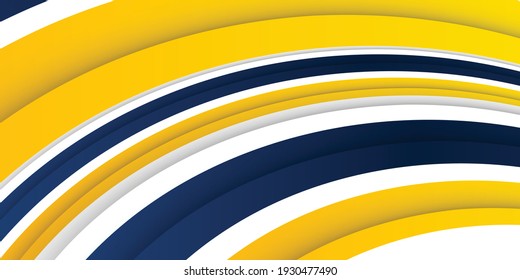 Fondo de presentación abstracto de curva de onda moderna 3D. El fondo del papel de lujo cortado. Decoración abstracta, patrón amarillo azul, ilustración vectorial. Fondo corporativo amarillo y azul de alto contrato