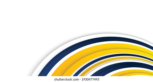 Fondo de presentación abstracto de curva de onda moderna 3D. El fondo del papel de lujo cortado. Decoración abstracta, patrón amarillo azul, ilustración vectorial. Fondo corporativo amarillo y azul de alto contrato