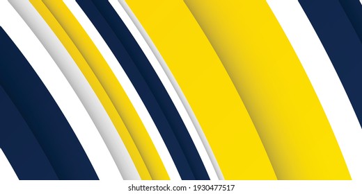 3D modern wave curve abstract presentation background. Luxury paper cut background. Abstract decoration, blue yellow pattern, Vector illustration. High contract yellow and blue corporate background