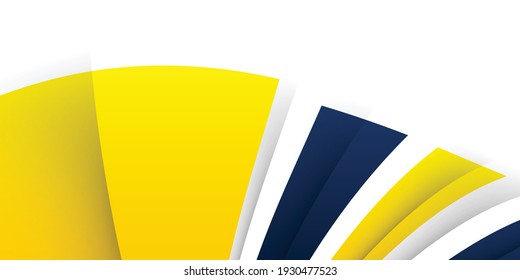 3D modern wave curve abstract presentation background. Luxury paper cut background. Abstract decoration, blue yellow pattern, Vector illustration. High contract yellow and blue corporate background