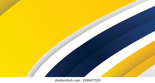 3D Modern Wave Curve Abstract Presentation Background. Luxury Paper Cut Background. Abstract Decoration, Blue Yellow Pattern, Vector Illustration. High Contract Yellow And Blue Corporate Background