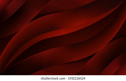 3D modern wave curve abstract presentation background. Luxury paper cut background. Abstract decoration, pattern, halftone gradients, 3d Vector illustration. Dark red background