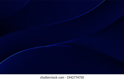3D modern wave curve abstract presentation background. Luxury paper cut background. Abstract decoration, golden pattern, halftone gradients, 3d Vector illustration. Dark blue background.