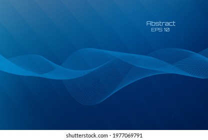 3D modern wave curve abstract presentation background.  Abstract decoration, halftone gradients, 3d Vector illustration. Dark blue background .isolate.