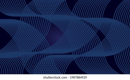 Fondo de presentación abstracto de curva de onda moderna 3D. Lujo. Decoración abstracta, gradientes de semitono, Ilustración vectorial 3d. Fondo azul oscuro