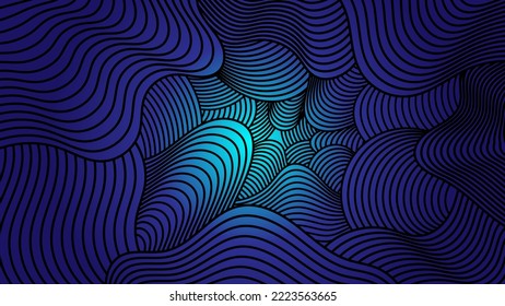 3D modern wave curve abstract presentation background. Lines layer background. Abstract decoration, pattern, blue gradients, 3d vector illustration. Blue navy background