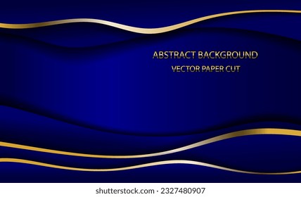 3D modern wave curve abstract presentation background. Luxury paper cut background. Abstract decoration, halftone gradients, 3d Vector illustration. Dark blue background
