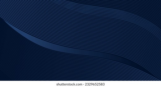 3D moderne Wellenkurve abstrakter Präsentationshintergrund. Luxus-Papier-Schnitthintergrund. Abstrakte Dekoration, goldenes Muster, Halbtonverlauf, 3D-Vektorgrafik. Einzigartiger dunkelblauer Hintergrund