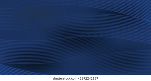 3D modern wave curve abstract presentation background. Luxury paper cut background. Abstract decoration, gold pattern, halftone gradient, 3d vector illustration. Dark blue background.modern