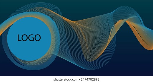 3D modern wave curve abstract presentation background. Abstract decoration, blue golden pattern