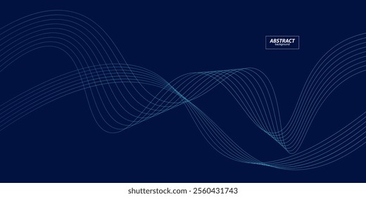 3D modern wave curve abstract presentation background. Luxury line wave background. Abstract decoration on dark blue background. Vector eps10
