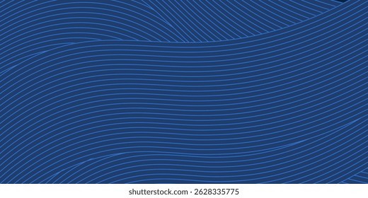 Fondo de presentación abstracto de curva de onda moderna 3D. Fondo de corte de papel de lujo. Decoración Abstractas, patrón de oro, Gradientes de semitono, Ilustración vectorial 3D. Fondo azul oscuro