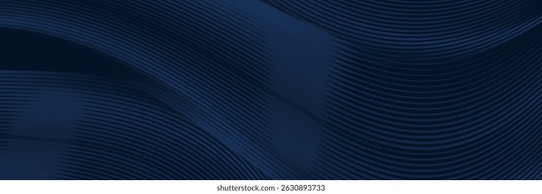 3D moderno onda curva resumo apresentação fundo. Fundo de corte de papel de luxo. Decoração abstrata, padrão dourado, gradientes de meio-tom, ilustração de vetor 3d. Azul escuro