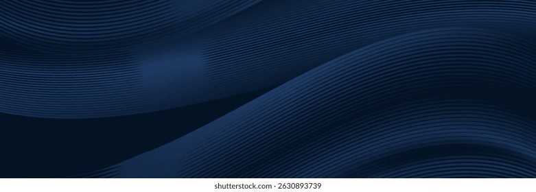 3D modern wave curve abstract presentation background. Luxury paper cut background. Abstract decoration, golden pattern, halftone gradients, 3d Vector illustration. Dark blue