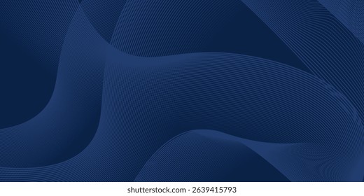 3D modern wave curve abstract presentation background. Luxury paper cut background. Abstract decoration, golden pattern, halftone gradients, 3d Vector illustration. Dark blue background