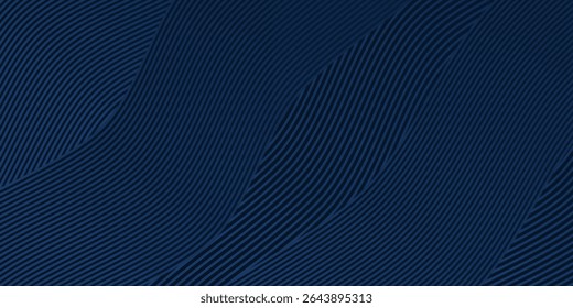 3D moderno onda curva resumo apresentação fundo. Fundo de corte de papel de luxo. Decoração abstrata, padrão dourado, gradientes de meio-tom, ilustração de vetor 3d. Plano de fundo azul escuro