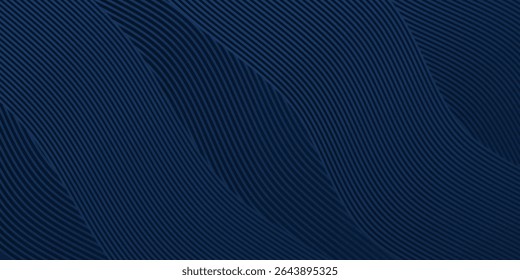 3D moderno onda curva resumo apresentação fundo. Fundo de corte de papel de luxo. Decoração abstrata, padrão dourado, gradientes de meio-tom, ilustração de vetor 3d. Plano de fundo azul escuro