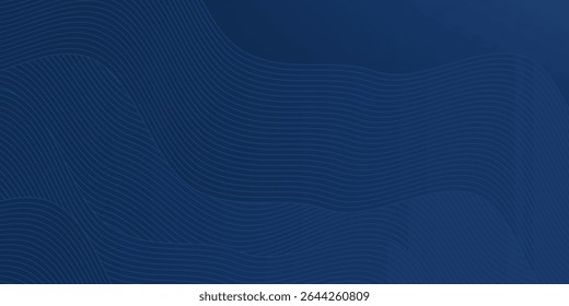 3D moderno onda curva resumo apresentação fundo. Fundo de corte de papel de luxo. Decoração abstrata, padrão dourado, gradientes de meio-tom, ilustração de vetor 3d. Plano de fundo azul escuro