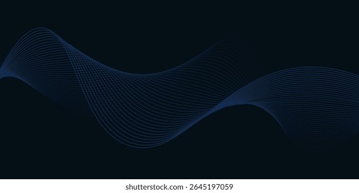 3D modern wave curve abstract presentation background. Luxury paper cut background. Abstract decoration, golden pattern, halftone gradients, 3d Vector illustration. Dark blue background