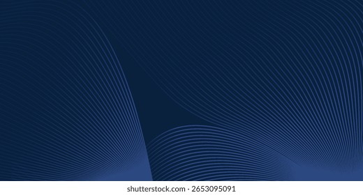 Fondo de presentación abstracto de curva de onda moderna 3D. Fondo de corte de papel de lujo. Ilustración vectorial. Fondo azul oscuro único