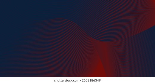 Fondo de presentación abstracto de curva de onda moderna 3D. Fondo de corte de papel de lujo. Ilustración vectorial. Fondo de línea azul oscuro y rojo único