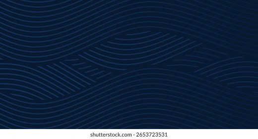Fondo de presentación abstracto de curva de onda moderna 3D. Fondo de corte de papel de lujo. Decoración Abstractas, patrón de oro, Gradientes de semitono, Ilustración vectorial 3D. Fondo azul oscuro