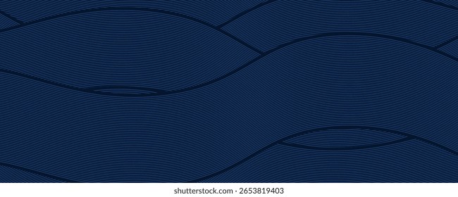 3D modern wave curve abstract presentation background. Luxury paper cut background. Abstract decoration, golden pattern, halftone gradients, 3d Vector illustration. Dark blue background. modern