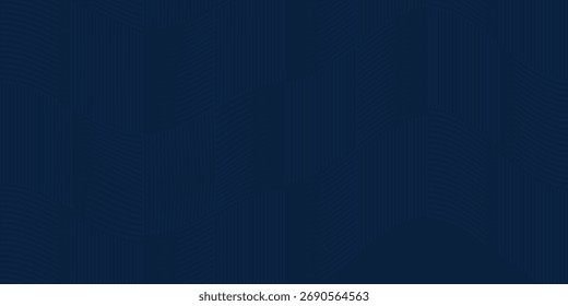 3D modern wave curve abstract presentation background. Luxury paper cut background. Abstract decoration, golden pattern, halftone gradient, 3d vector illustration. Unique dark blue background