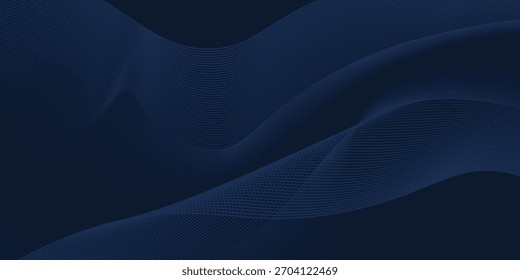 Fondo de presentación abstracto de curva de onda moderna 3D. Fondo de corte de papel de lujo. Decoración Abstractas, patrón de oro, Gradientes de semitono, Ilustración vectorial 3D. Fondo azul oscuro