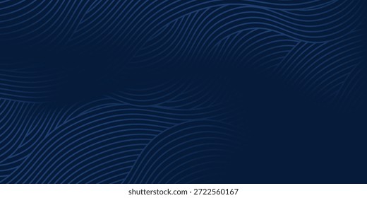 Fondo de presentación abstracto de curva de onda moderna 3D. Fondo de corte de papel de lujo. Decoración Abstractas, patrón de oro, Gradientes de semitono, Ilustración vectorial 3D. Fondo azul oscuro
