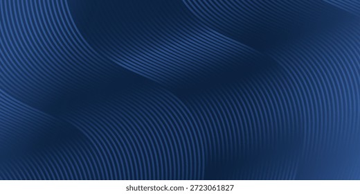 Fondo de presentación abstracto de curva de onda moderna 3D. Fondo de corte de papel de lujo. Decoración Abstractas, patrón dorado, degradado de semitono, Ilustración vectorial 3D. Fondo azul oscuro único