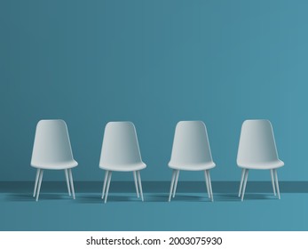 3D Modern White Office Chairs In Blue Room. EPS10 Vector