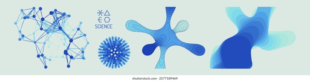 3d molecular structure. Organic shape. Sphere. Element for design. Vector illustration for science, chemistry or education. 